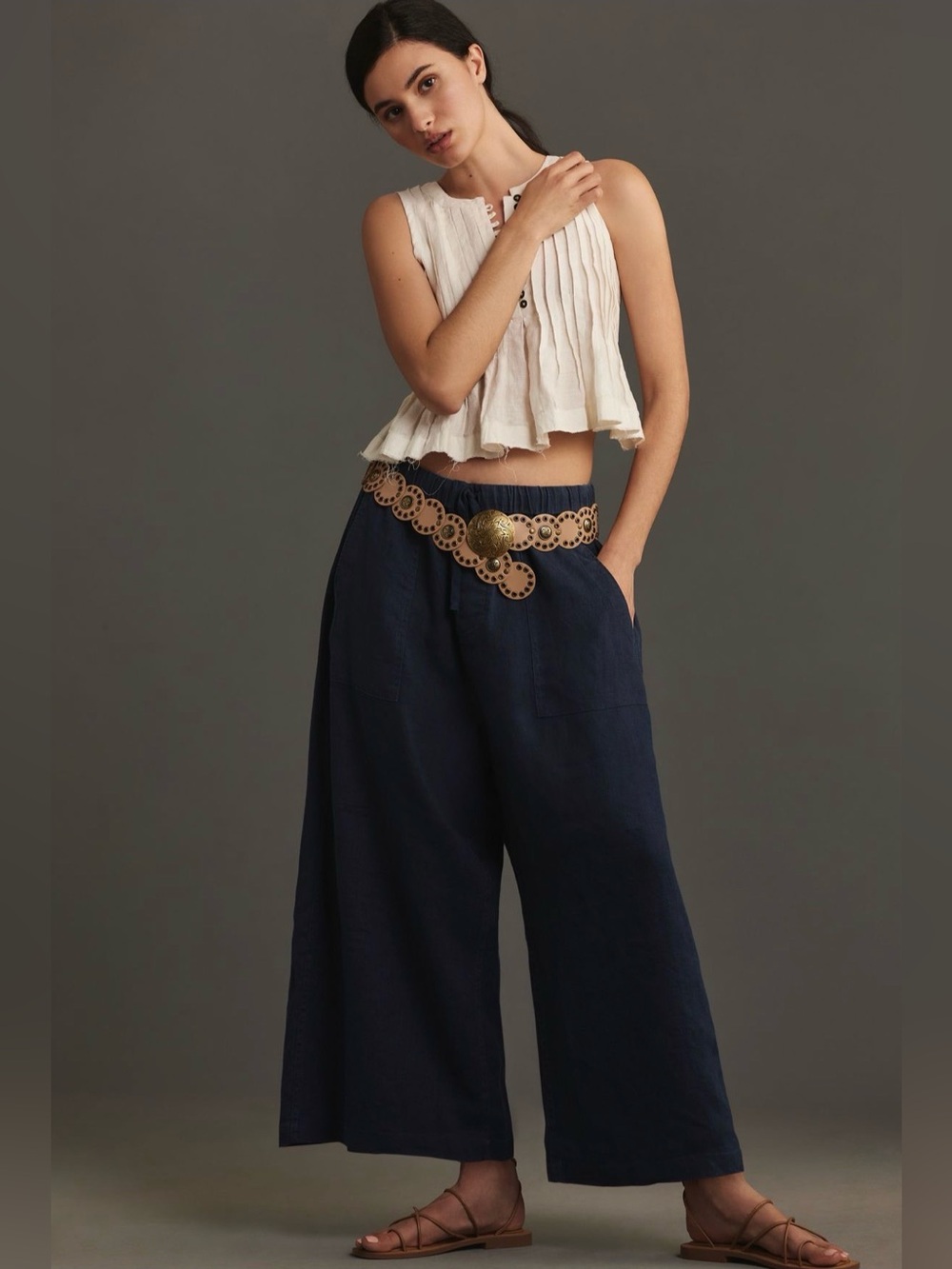 Denimist Palazzo Linen Pull on Utility Pant